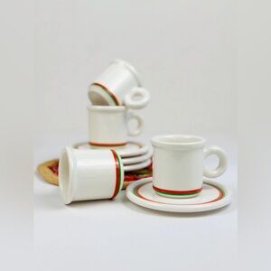 The Toscany Collection Ceramic Retro Demitasse Set of 4 Cups & Saucers